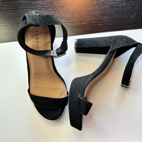 Torrid Black Suede Block Heel Sandals - Size 12 - $20 - Picture 2 of 3